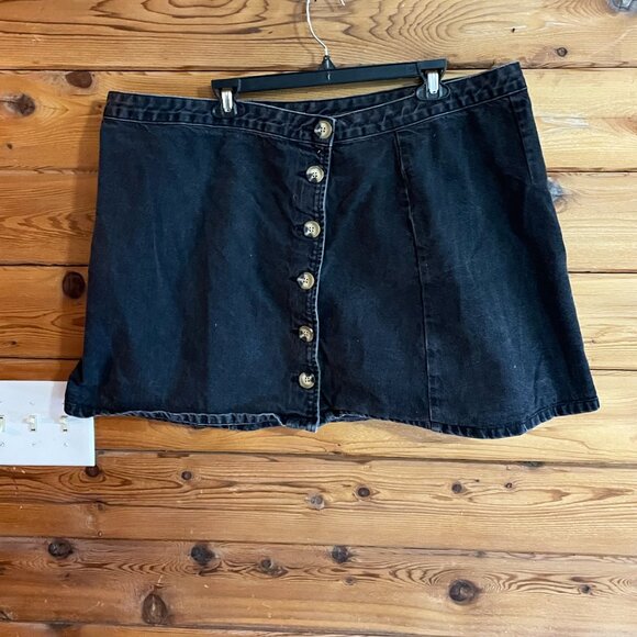 ASOS tortoise button denim MINI skirt Size 24 - Picture 2 of 7